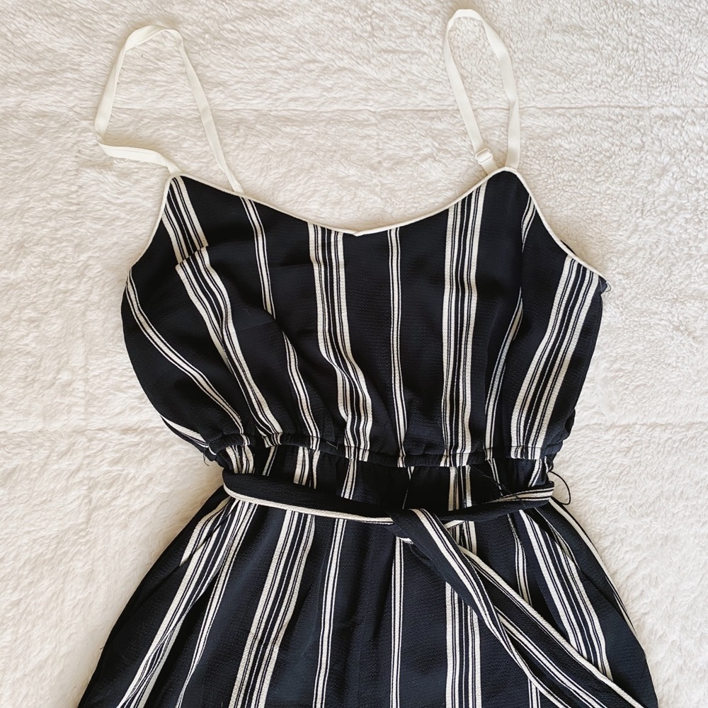 Black and White striped jumpsuit